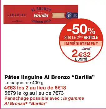 Monoprix Barilla pâtes linguine al bronzo offre