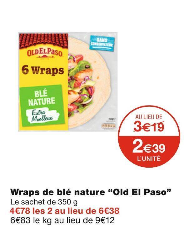 Promo Old el paso wraps de blé nature chez Monoprix