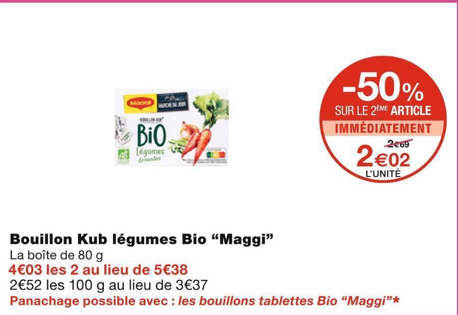 Promo Maggi bouillon kub légumes bio chez Monoprix