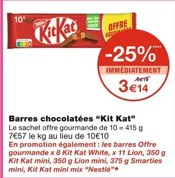 Monoprix Kit kat barres chocolatées offre