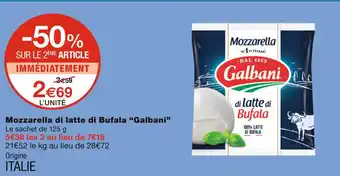 Monoprix Galbani mozzarella di latte di bufala offre