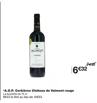 Monoprix Château de valmont a.o.p. corbières rouge offre