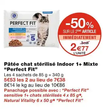 Perfect fit pâtée chat stérilisé indoor 1+ mixte
