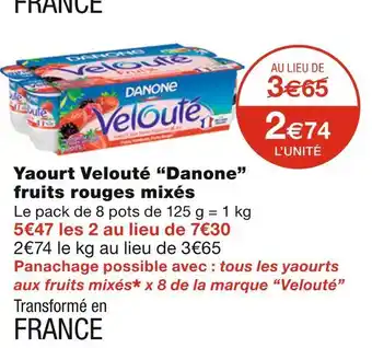 Danone yaourt velouté fruits rouges mixés