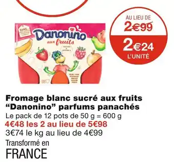 Monoprix Danonino fromage blanc sucré aux fruits parfums panachés offre