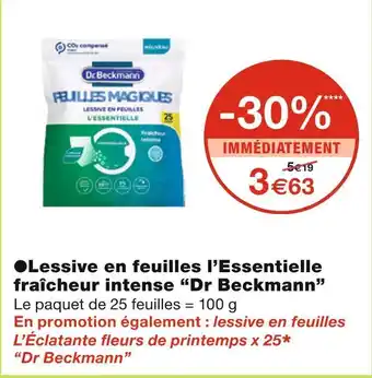 Monoprix Dr beckmann lessive en feuilles l’essentielle fraîcheur intense offre