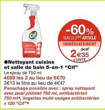 Monoprix Cif ●nettoyant cuisine et salle de bain 5-en-1 offre