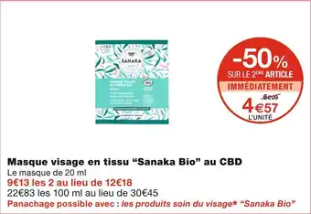 Monoprix Sanaka bio masque visage en tissu au cbd offre