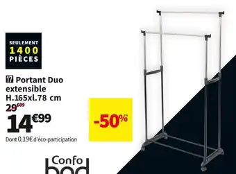 Conforama Portant duo extensible h.165xl.78 cm offre