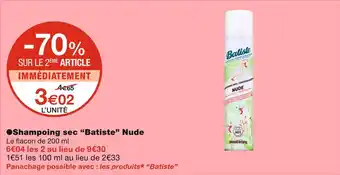Monoprix Batiste shampoing sec nude offre