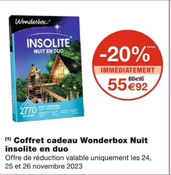 Monoprix Coffret cadeau wonderbox nuit insolite en duo offre