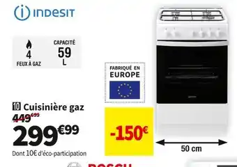 Conforama Indesit cuisinière gaz is5g0pmw/fr offre