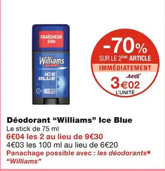 Monoprix Williams déodorant ice blue offre