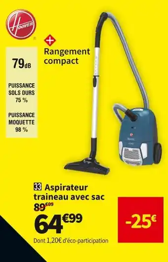 Conforama Hoover aspirateur traineau avec sac bv51hm offre