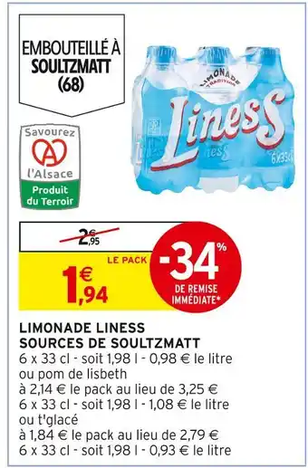 Intermarché Liness limonade sources de soultzmatt offre