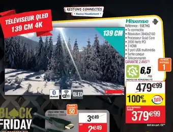 Cora x Carrefour TÉLÉVISEUR QLED 139 CM 4K offre