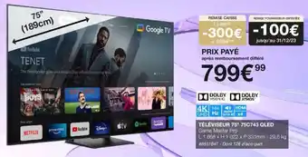 Costco TÉLÉVISEUR 75" 75C743 QLED offre