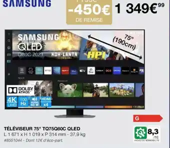 Costco TÉLÉVISEUR 75 TQ75Q80C QLED offre