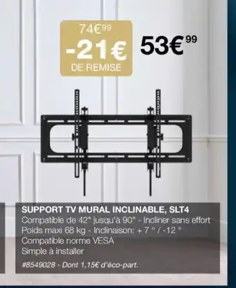 Costco SUPPORT TV MURAL INCLINABLE, SLT4 offre