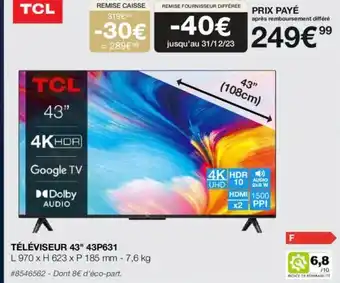 TÉLÉVISEUR 43" 43P631