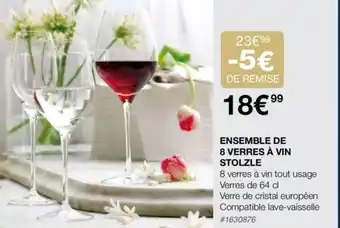 Costco ENSEMBLE DE 8 VERRES À VIN STOLZLE offre
