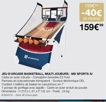 Costco JEU D'ARCADE BASKETBALL, MULTI JOUEURS - MD SPORTS AI offre