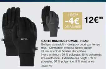 Costco GANTS RUNNING HOMME - HEAD offre