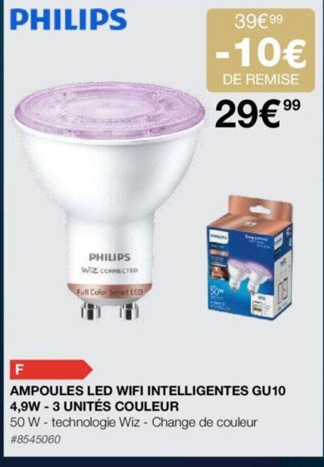 Promo AMPOULES LED WIFI INTELLIGENTES GU10 UNITÉS COULEUR chez Costco