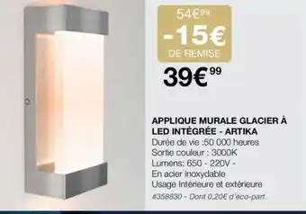Costco APPLIQUE MURALE GLACIER À LED INTÉGRÉE - ARTIKA offre