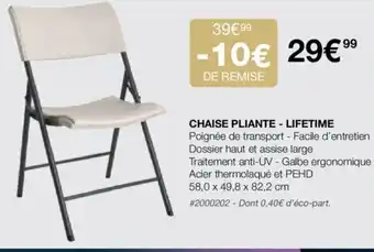 Costco CHAISE PLIANTE - LIFETIME offre