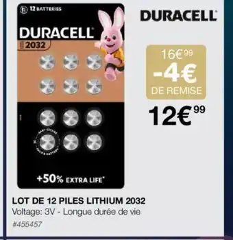Costco LOT DE 12 PILES LITHIUM 2032 offre