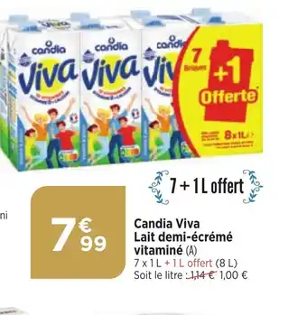 Bi1 Candia Viva Lait demi-écrémé vitaminé offre