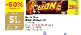 Bi1 Nestlé Lion Barres chocolatées offre