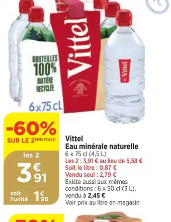 Bi1 Vittel Eau minérale naturelle offre