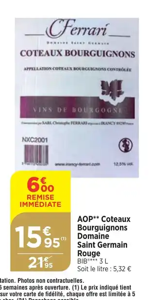 Bi1 AOP Coteaux Bourguignons Domaine offre
