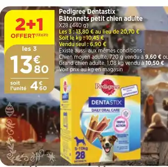 Bi1 Pedigree Dentastix Bâtonnets petit chien adulte offre