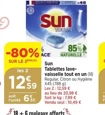 Bi1 Sun Tablettes lave- vaisselle tout en un offre