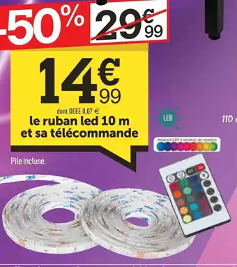 Centrakor le ruban led 10 m et sa télécommande offre