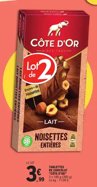 E.Leclerc TABLETTES DE CHOCOLAT "CÔTE D'OR" offre