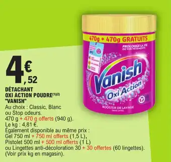 E.Leclerc DÉTACHANT OXI ACTION POUDRE (¹)(²) "VANISH" offre