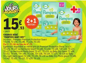E.Leclerc CHANGES BÉBÉ "PAMPERS BABY DRY" offre