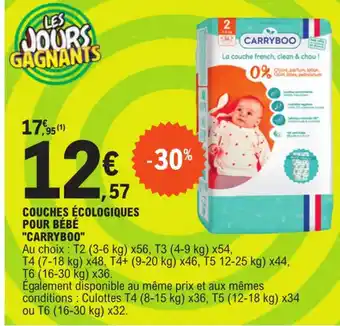 E.Leclerc COUCHES ÉCOLOGIQUES POUR BÉBÉ "CARRYBOO" offre