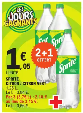 E.Leclerc SPRITE CITRON / CITRON VERT 1,25 L. offre