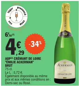 E.Leclerc AOP (2) CRÉMANT DE LOIRE "ÉMILIE ACKERMAN" offre