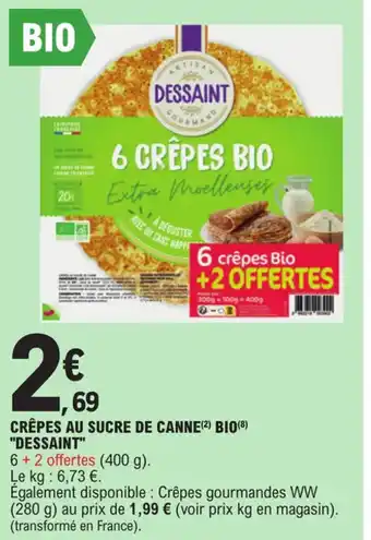 E.Leclerc CRÊPES AU SUCRE DE CANNE (2) BIO (8) "DESSAINT" offre