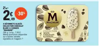 E.Leclerc 4 BÂTONNETS GLACÉS COLLECTION CHOCOLAT BLANC & COOKIES "MAGNUM" offre