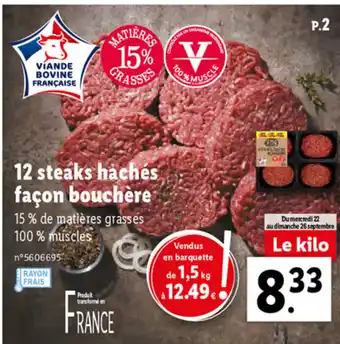 Lidl 12 Steaks Hachés Façon Bouchère offre