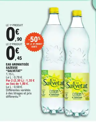 E.Leclerc EAU AROMATISÉE GAZEUSE "SALVETAT" 1,15 L. offre