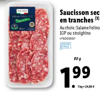 Lidl Saucisson Sec En Tranches offre