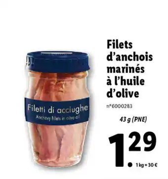 Lidl Filets d'Anchois Marinés À l'Huile d'Olive offre